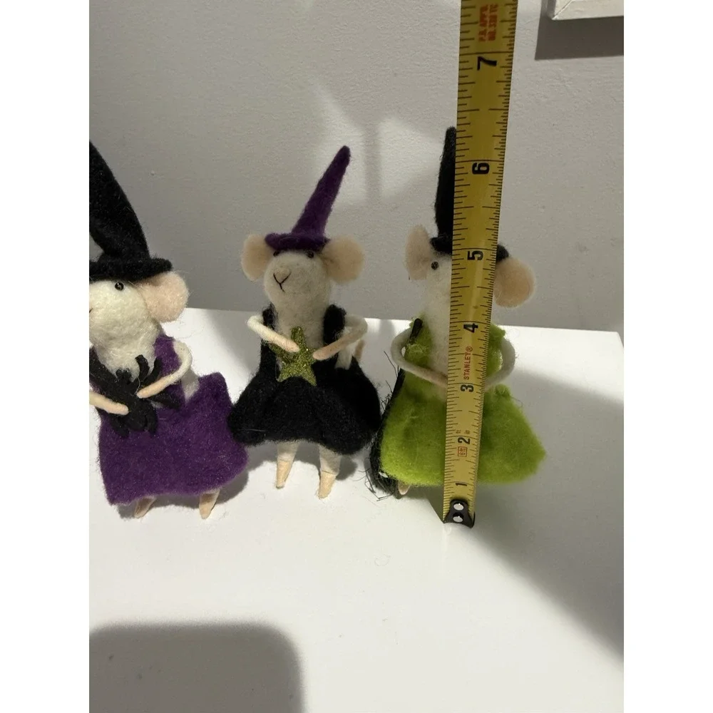3x Primitives Kathy Halloween Felt Critter Mouse‎ Figurines Set Witch